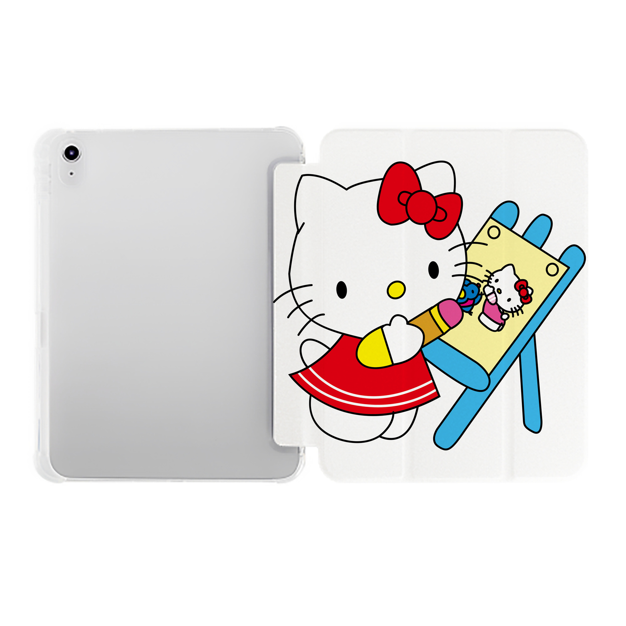 （画像用） Hello Kitty ハローキティ IPad ケース ペン収納付き 三つ折りスタンド PUレザー×シリコン 対応機種9.5/10.5/10.9インチ